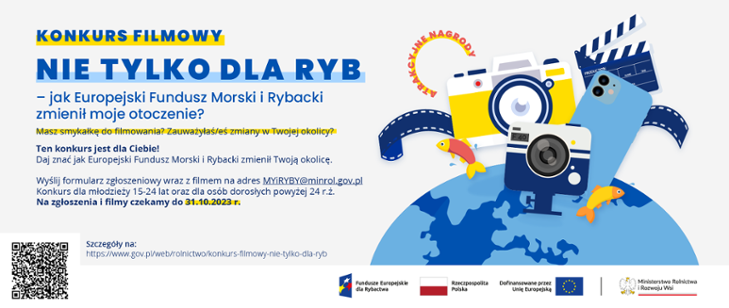 Grafika: Ogólnopolski konkurs filmowy „Nie tylko dla ryb – jak Europejski Fundusz Morski i Rybacki zmienił moje otoczenie”