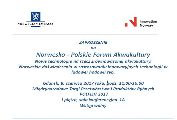 Grafika: Zaproszenie na Norwesko - Polskie Forum Akwakultury