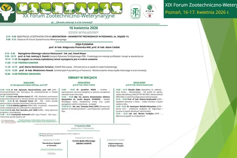 Program XX Forum Zootechniczno-Weterynaryjnego pt. „Zdrowie zwierząt w erze innowacji”