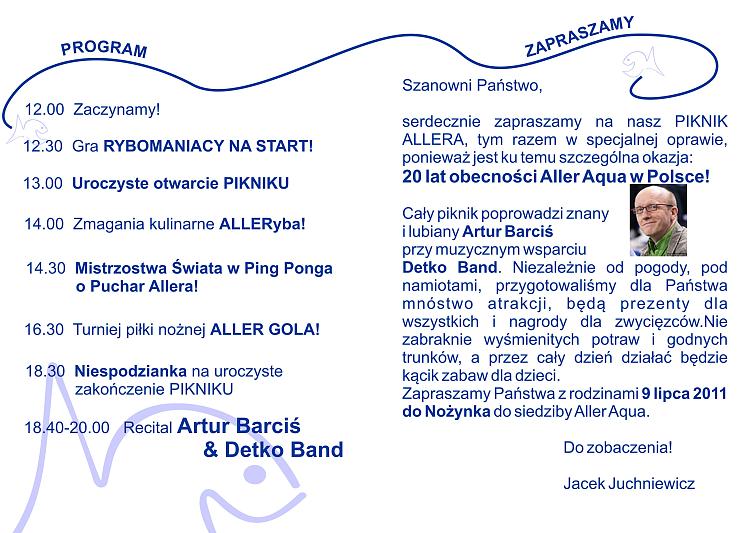 Grafika #1: Zapraszamy na XX lecie Aller Aqua